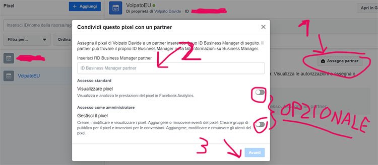 Spostare Pixel Business Manager su altro Business Manager