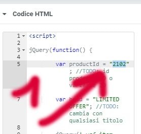 Inserisci product Id o variation Id