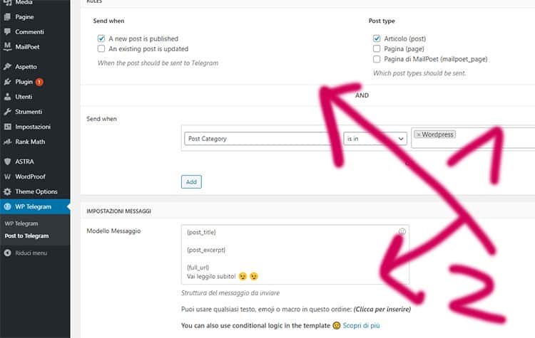 Impostare WP Telegram